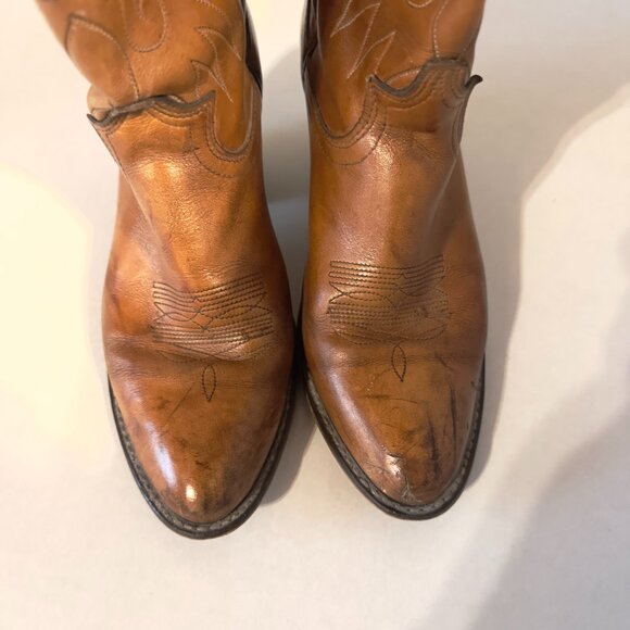Vintage Acme Women’s Cowboy Boots – Size 8 – Tan Leather Western Boots - Picture 10 of 11